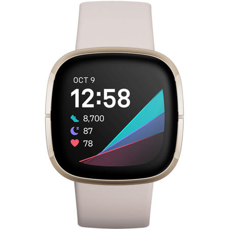 FitBit Sense Advanced Health Smartwatch - Lunar White/Soft Gold
