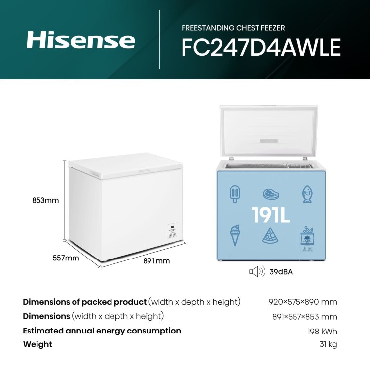 Hisense 191 Litre Chest Freezer - White