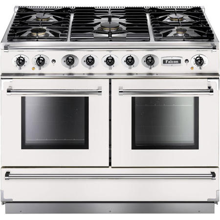 Falcon Continental 110cm Dual Fuel Range Cooker - White And Brushed Nickel