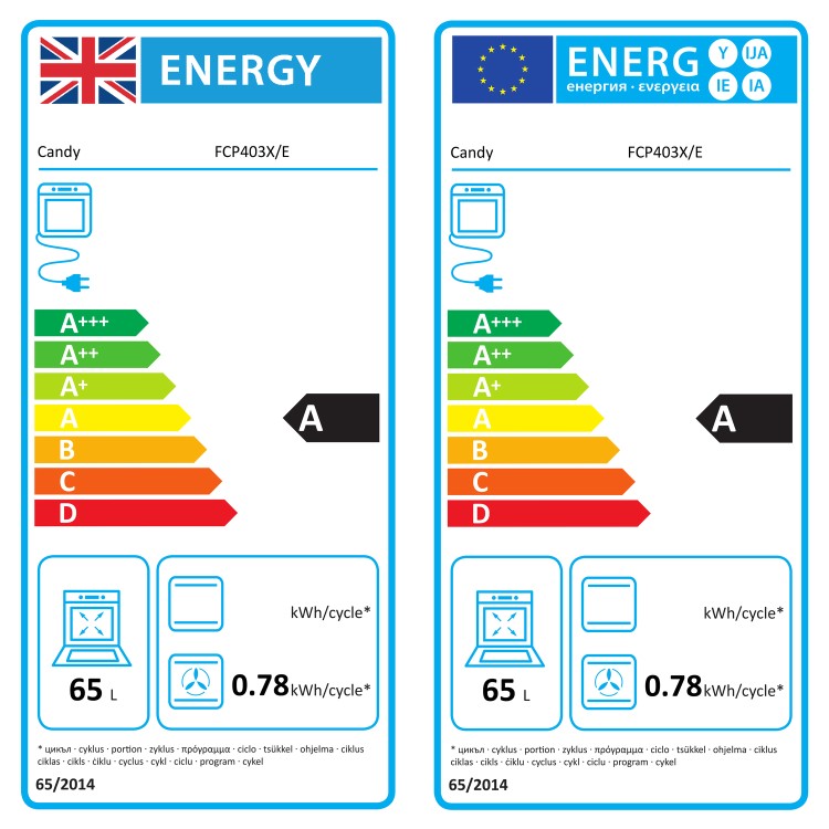 Refurbished Candy FCP403XE 60cm Single Built In Electric Oven Stainless Steel
