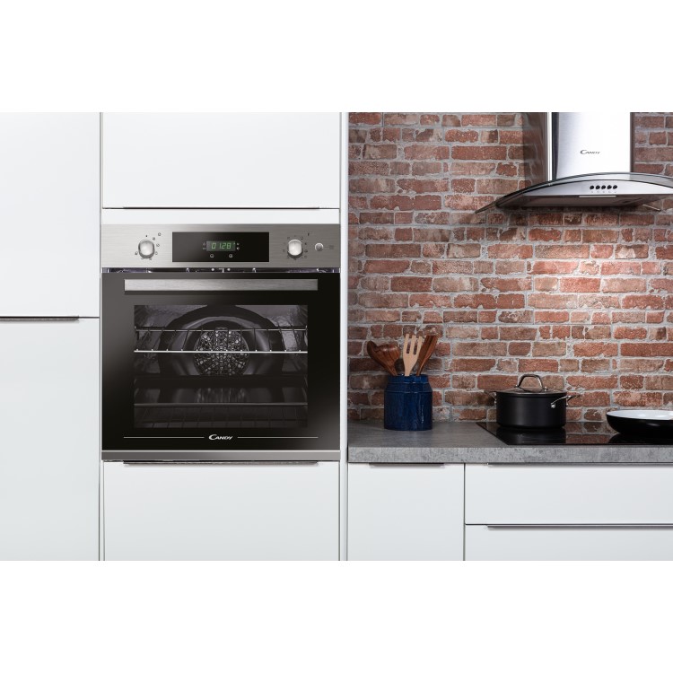 GRADE A3 - Candy FCPKS816X 70L Electric Single Oven With Pyrolytic Cleaning - Stainless Steel