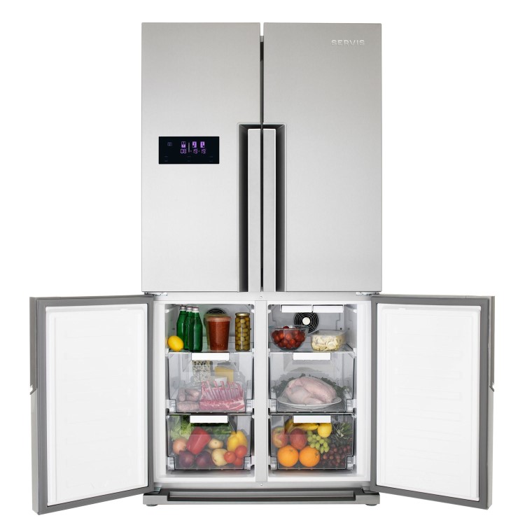 GRADE A2 - Servis FD911K 630Litre Frost Free 4 Door American Fridge Freezer - Black