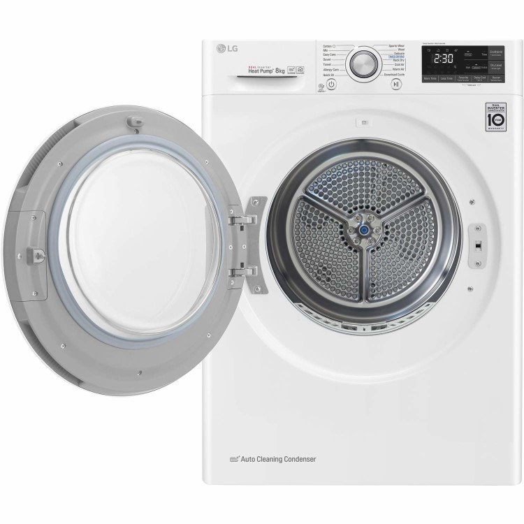 LG FDJ608W 8kg Freestanding EcoHybrid Tumble Dryer With Heat Pump - White