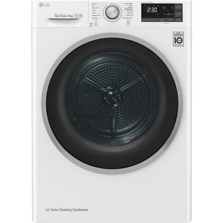 LG FDJ608W 8kg Freestanding EcoHybrid Tumble Dryer With Heat Pump - White