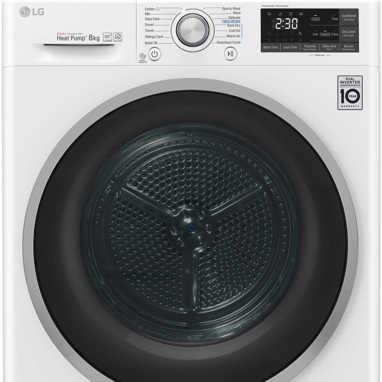 LG FDJ608W 8kg Freestanding EcoHybrid Tumble Dryer With Heat Pump - White