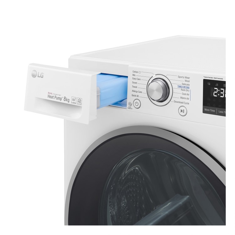 LG FDJ608W 8kg Freestanding EcoHybrid Tumble Dryer With Heat Pump - White