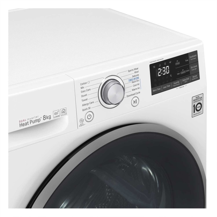 LG FDJ608W 8kg Freestanding EcoHybrid Tumble Dryer With Heat Pump - White