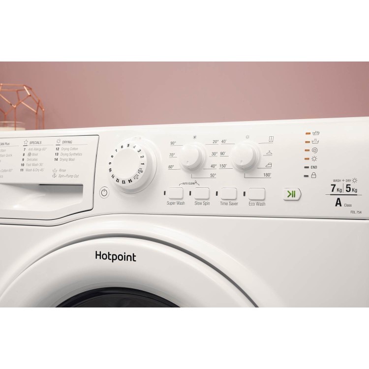 GRADE A2 - Hotpoint FDL754P 7kg Wash 5kg Dry Freestanding Washer Dryer - Polar White