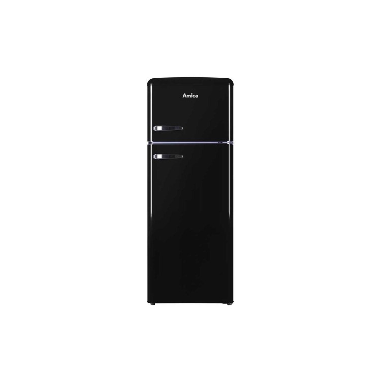 GRADE A2 - Amica FDR2213B 252 Litre Freestanding Fridge Freezer Retro Top Mount 70/30 Split A+ Energy Rating 60cm Wide - Black