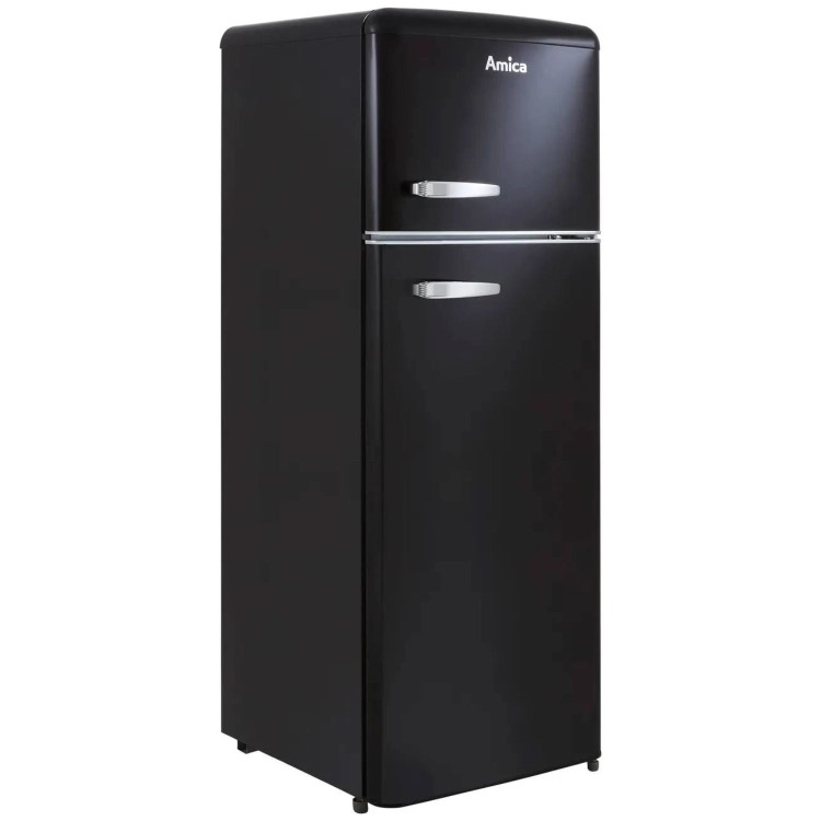 Refurbished Amica FDR2213B Freestanding 252 Litre 70/30 Fridge Freezer Black