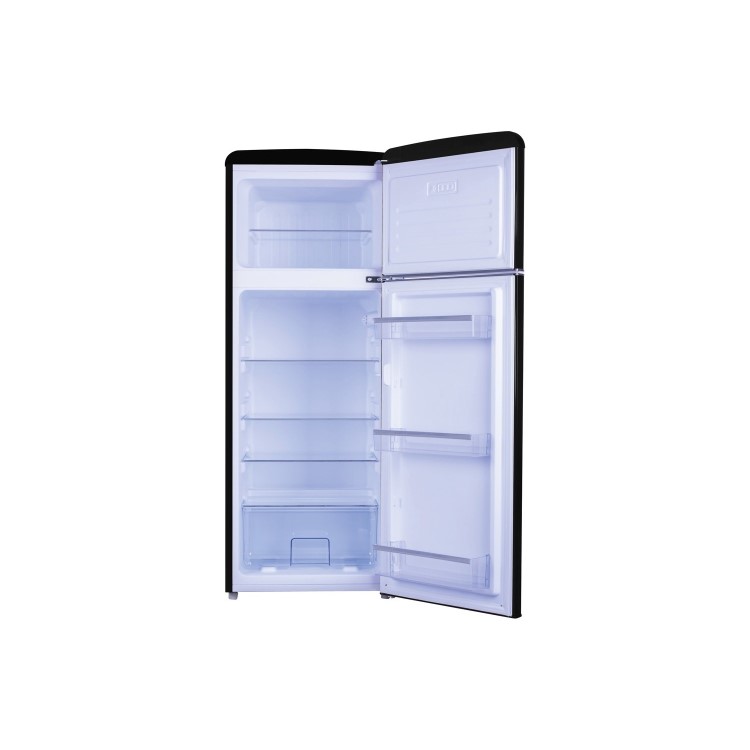 GRADE A2 - Amica FDR2213B 252 Litre Freestanding Fridge Freezer Retro Top Mount 70/30 Split A+ Energy Rating 60cm Wide - Black