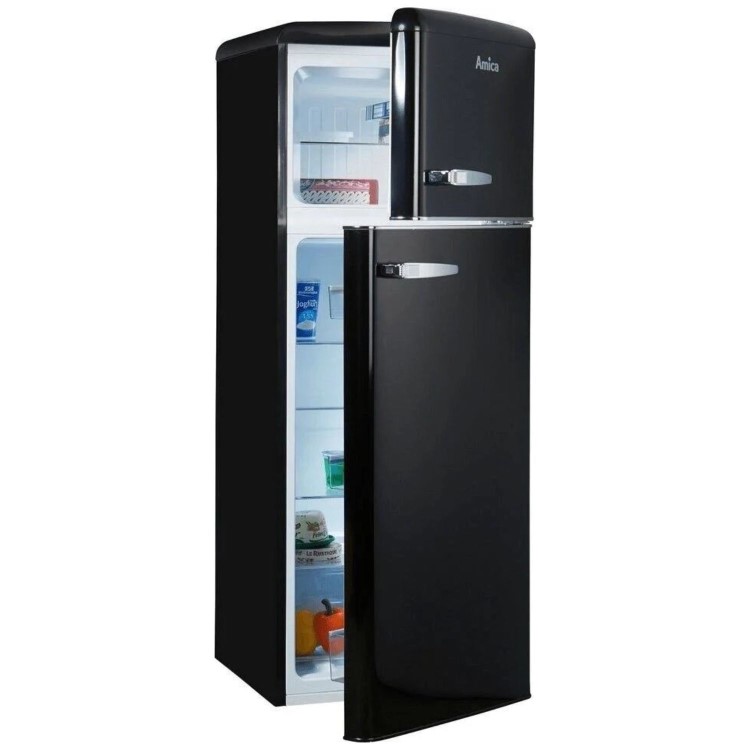 Refurbished Amica FDR2213B Freestanding 252 Litre 70/30 Fridge Freezer Black