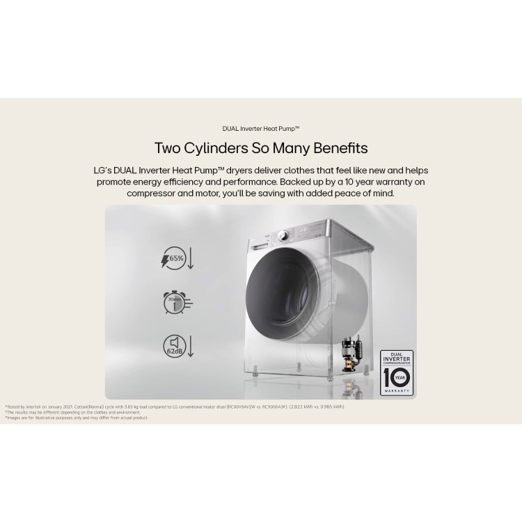 LG Dual Dry&#153; 10Kg Heat Pump Tumble Dryer - White