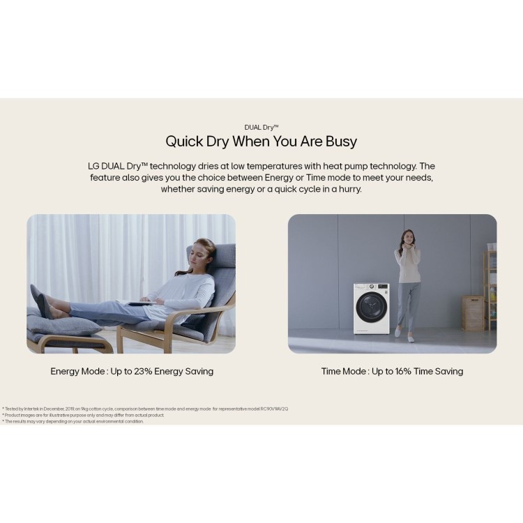 LG Dual Dry&#153; 10Kg Heat Pump Tumble Dryer - White
