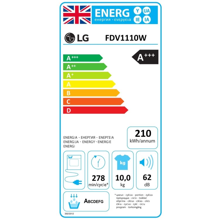 LG Dual Dry&#153; 10Kg Heat Pump Tumble Dryer - White