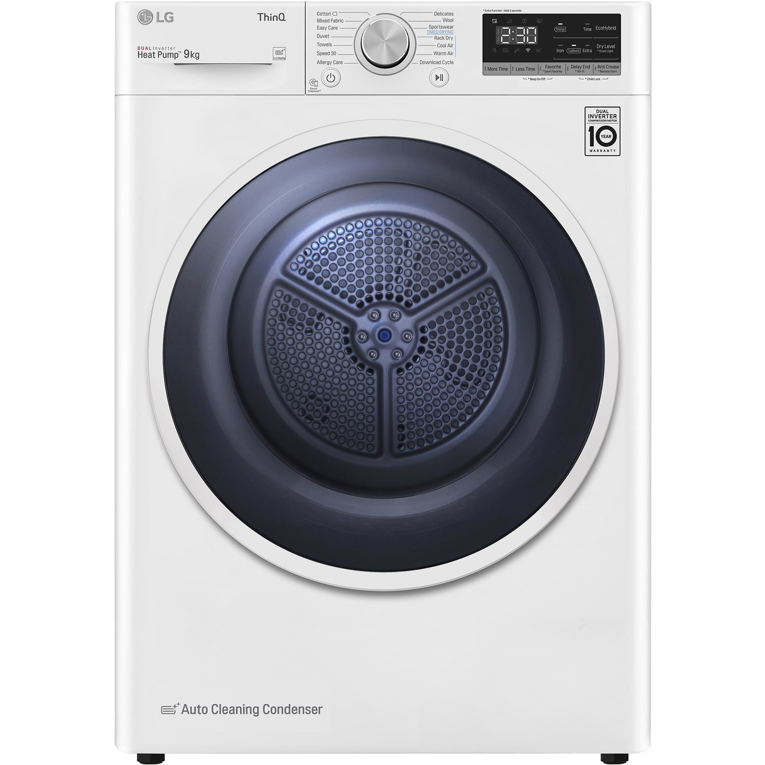 LG Wifi Connected Freestanding 9kg Heat Pump Tumble Dryer - White