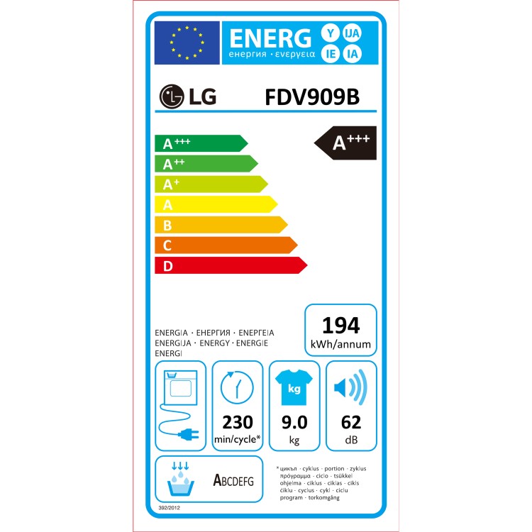 LG EcoHybrid 9kg Freestanding Heat Pump Tumble Dryer - Black Steel