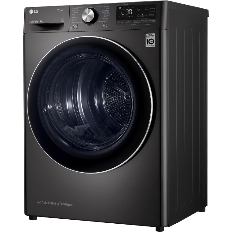 LG EcoHybrid 9kg Freestanding Heat Pump Tumble Dryer - Black Steel