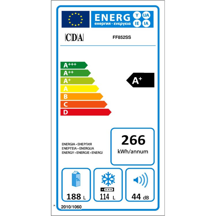 GRADE A2 - CDA FF852SS Freestanding Fridge Freezer Stainless Steel
