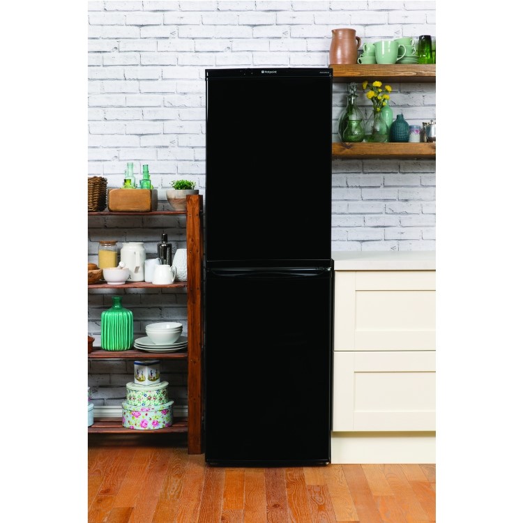 Hotpoint FFAA52K Ice Diamond Freestanding Fridge Freezer - Shiny Black
