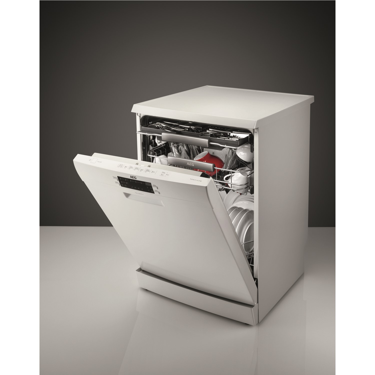 AEG FFS62700PW 15 Place Freestanding Dishwasher With Cutlery Tray Appliances Direct