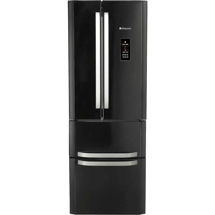 GRADE A2 - Hotpoint FFU4DGK Ariston 4-Door No Frost Freestanding Fridge Freezer - Shiny Black
