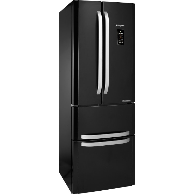 GRADE A2 - Hotpoint FFU4DGK Ariston 4-Door No Frost Freestanding Fridge Freezer - Shiny Black