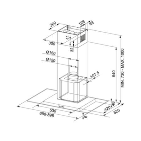 Franke FGL7015XS Glass Linear 70cm Chimney Hood in Stainless Steel