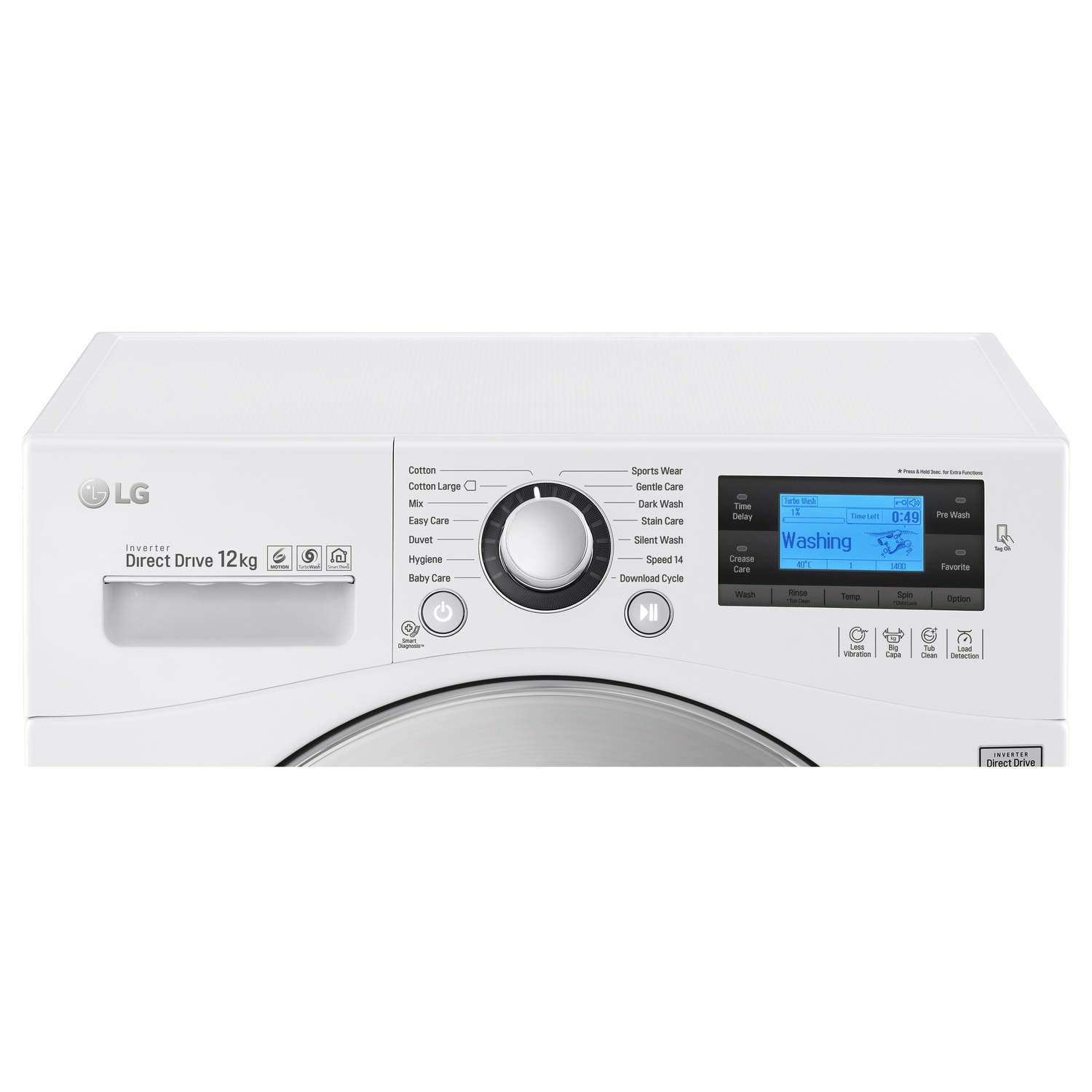 LG Direct Drive 12kg 1400rpm Freestanding Washing Machine White | Direct