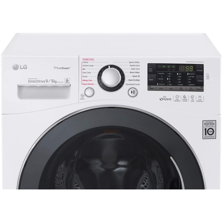 LG FH4A8FDH2N Freestanding Washer Dryer White 9kg Wash 6kg Dry 1400rpm