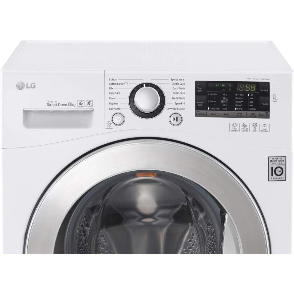 LG FH4A8TDN2 Direct Drive 8kg 1400rpm Freestanding Washing Machine White Appliances Direct
