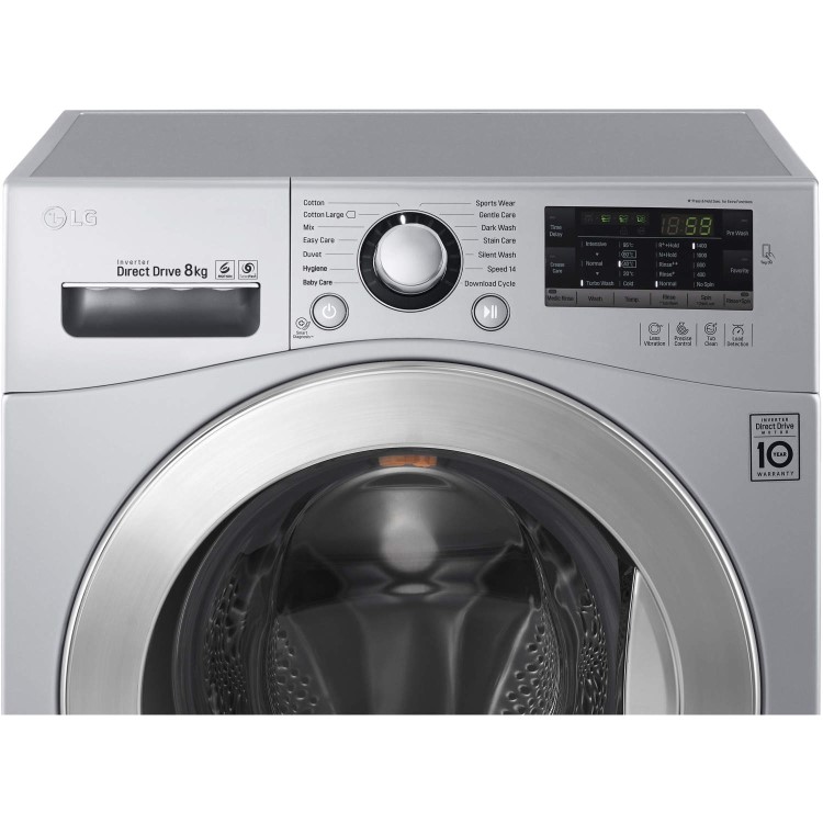 LG FH4A8TDN4 Direct Drive 8kg 1400rpm Freestanding Washing Machine Silver