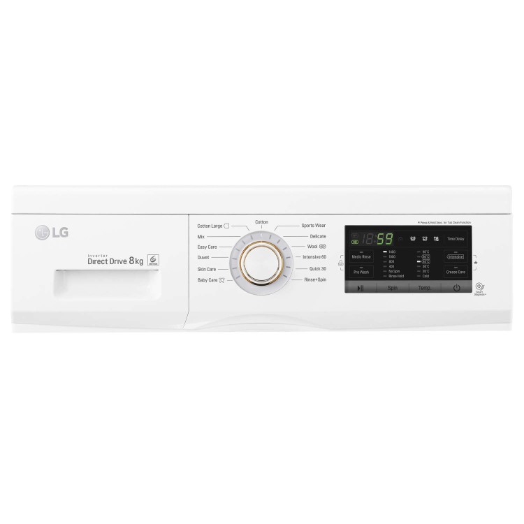 LG FH4G7TDN0 Direct Drive 8kg 1400rpm Freestanding Washing Machine - White