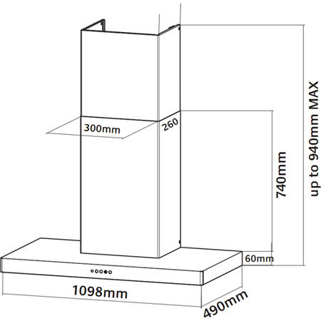 Falcon FHDSF1100BLC 92930 Super Flat 110cm Chimney Cooker Hood Black And Chrome