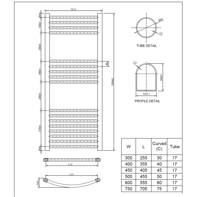 Ellie Chrome Flat Heated Towel Rail Radiator - 400 x 1200mm