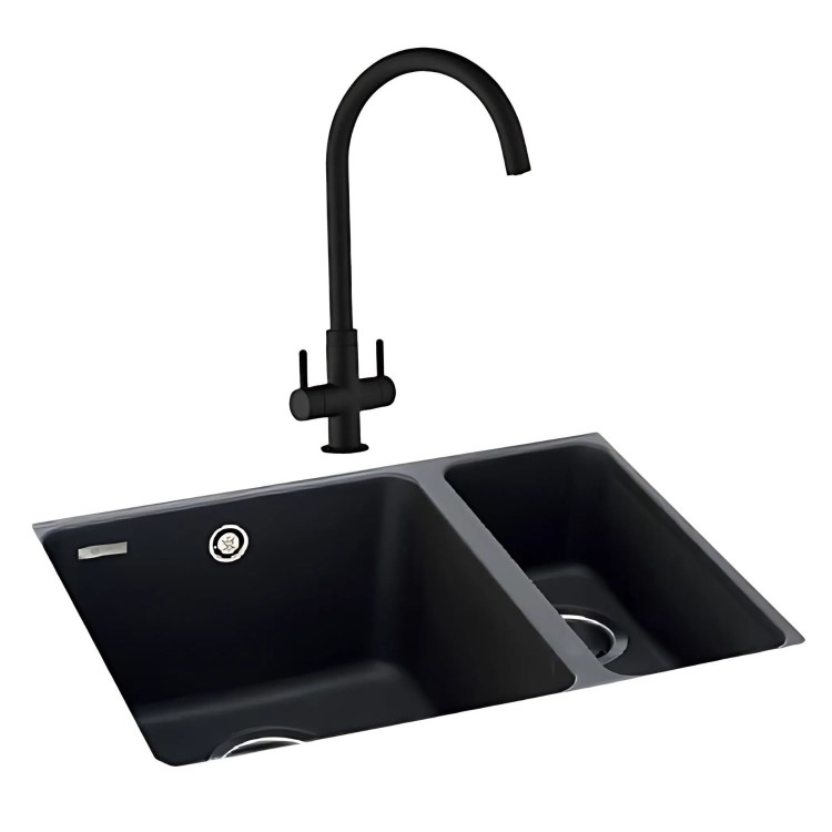 Carron Phoenix Fiji 150 1.75 Bowl Undermount Kitchen Sink – Jet Black