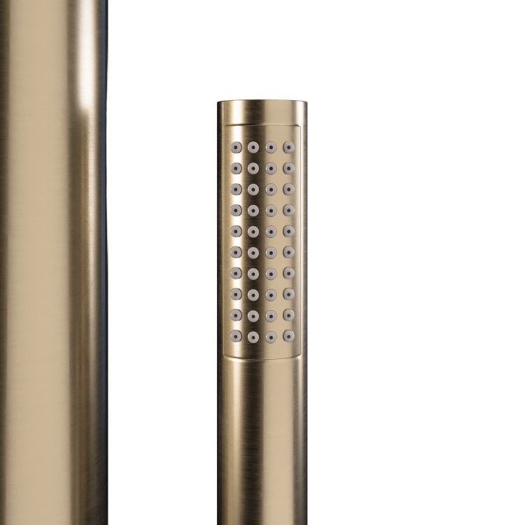 Brushed Brass Outdoor Shower with Pencil Hand Shower 2 Outlets - Fiji