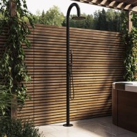 Black Thermostatic Outdoor Shower with Pencil Hand Shower 2 Outlets - Fiji Black Thermostatic Outdoor Shower with Pencil Hand Shower 2 Outlets - Fiji