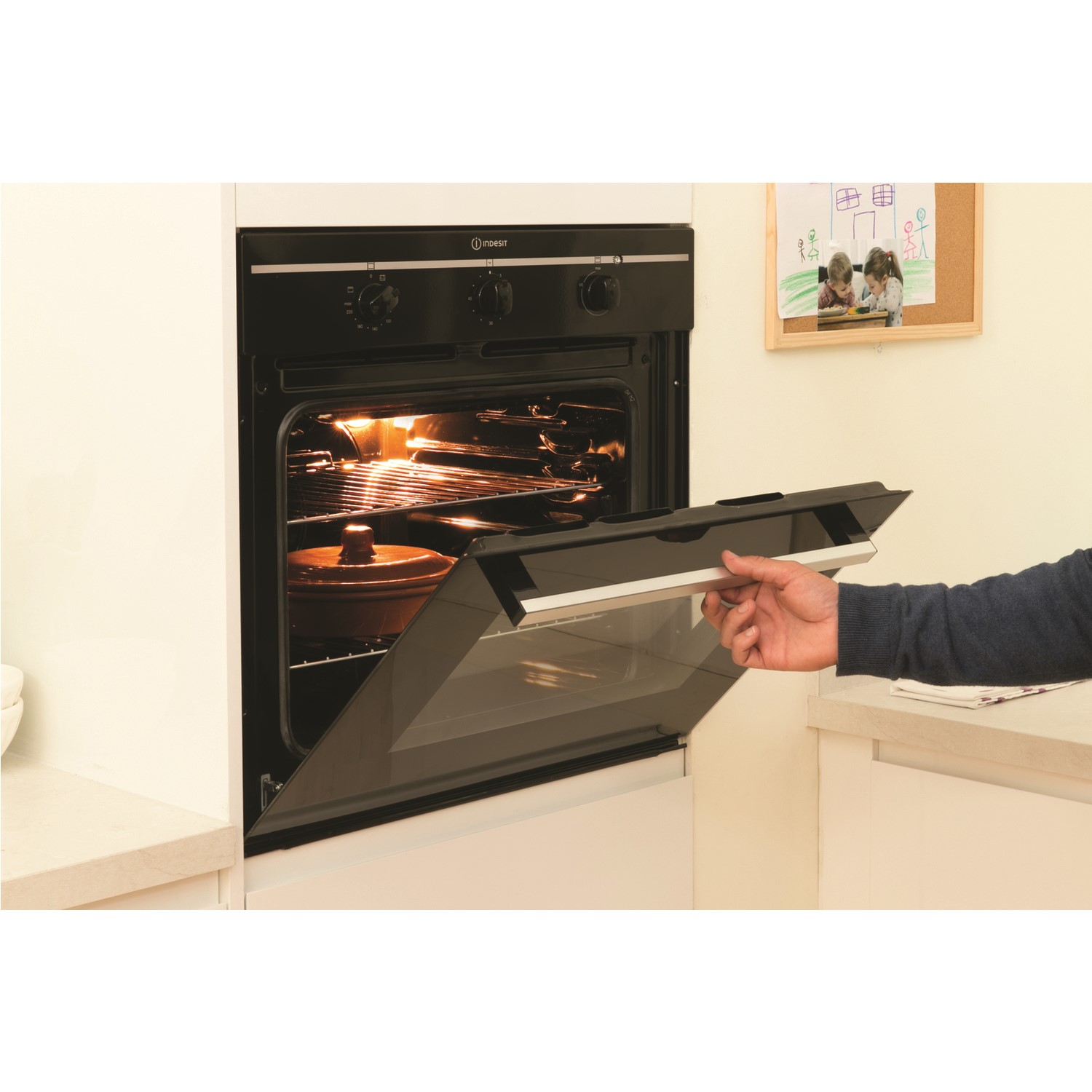 Indesit FIM31KABK Fanned Electric Built In Single Oven in Black