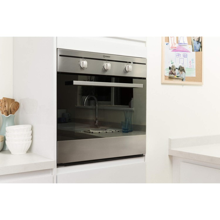 GRADE A2 - Light cosmetic damage - Indesit FIM31KAIX Fanned Electric Built In Single Oven in Stainless Steel