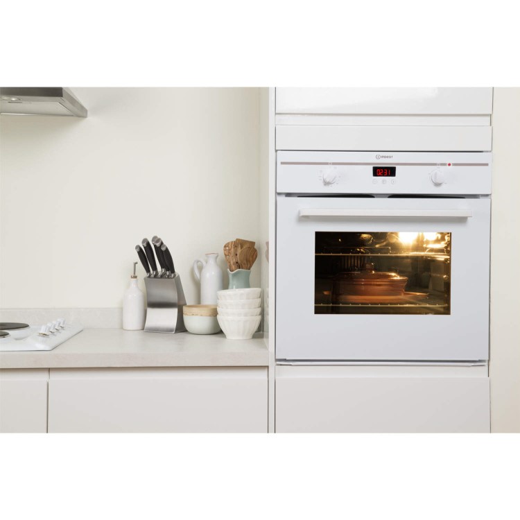 Indesit FIM33KAWH Fanned Electric Built In Single Oven with Programmable Timer in White