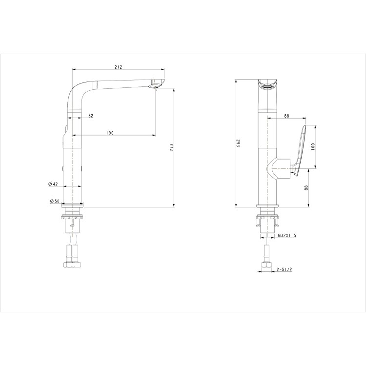 Chrome Single Lever Monobloc Kitchen Mixer Tap - Enza Finch