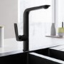 1.5 Bowl Black Granite Composite Undermount Kitchen Sink with Mixer Tap Set - Enza