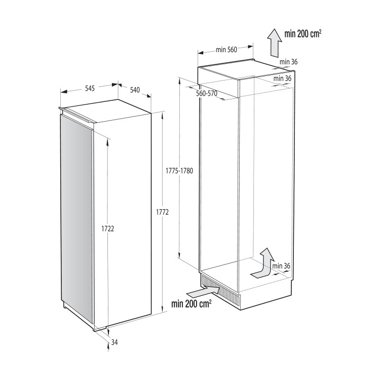 Hisense FIV276N4AW1 212 Litre Integrated In Column Freezer 173cm Tall Frost Free 54cm Wide - White