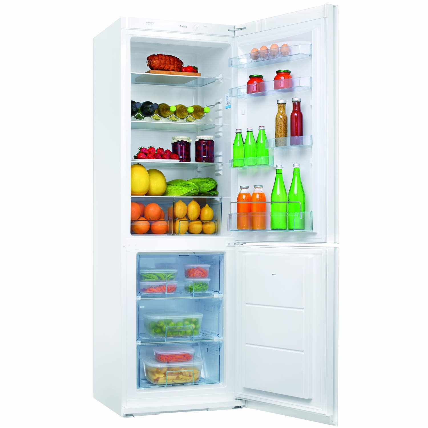 Amica FK338.6GWF Freestanding Frost Free Fridge Freezer White