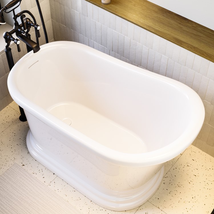 White Roll Top Deep Freestanding Bath 1300 x 720mm - Florence