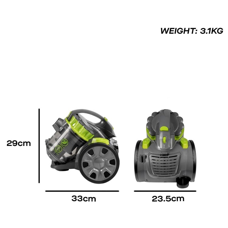 Daewoo FLR00046 Tornado Bagless Cylinder Vacuum Cleaner – Powerful Corded Vacuum
