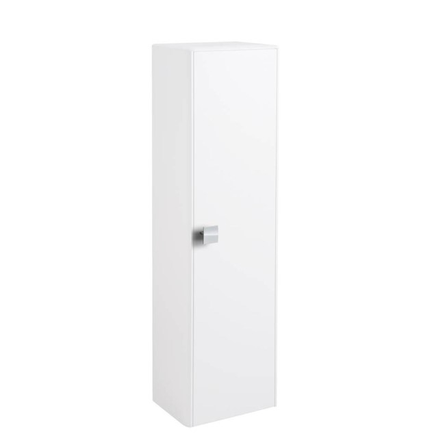 White Wall Hung Tall Bathroom Storage Unit - H1200mm
