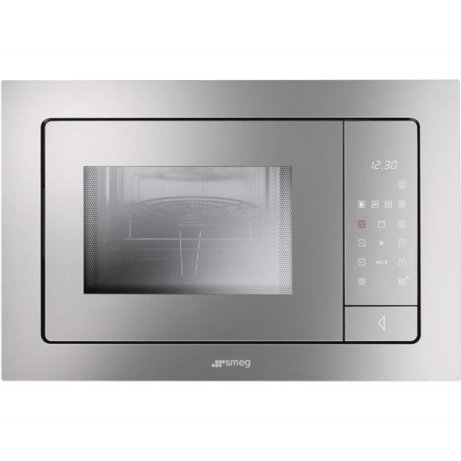 GRADE A1 - Smeg FMI120 Linea Built In Microwave with Grill Silver Glass