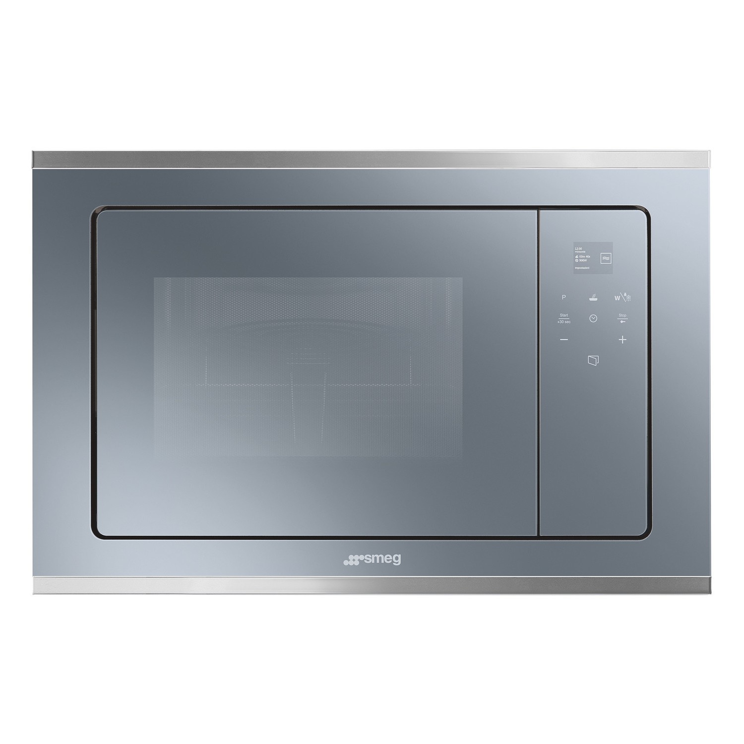 Refurbished Smeg Cucina FMI420S2 Built In 20L 800W Microwave with Grill Silver Glass